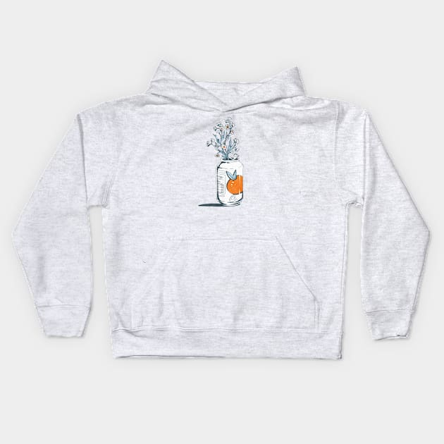 Wildflowers Orange Drink Can Farmcore Cottagecore Aesthetic Kids Hoodie by Sassee Designs